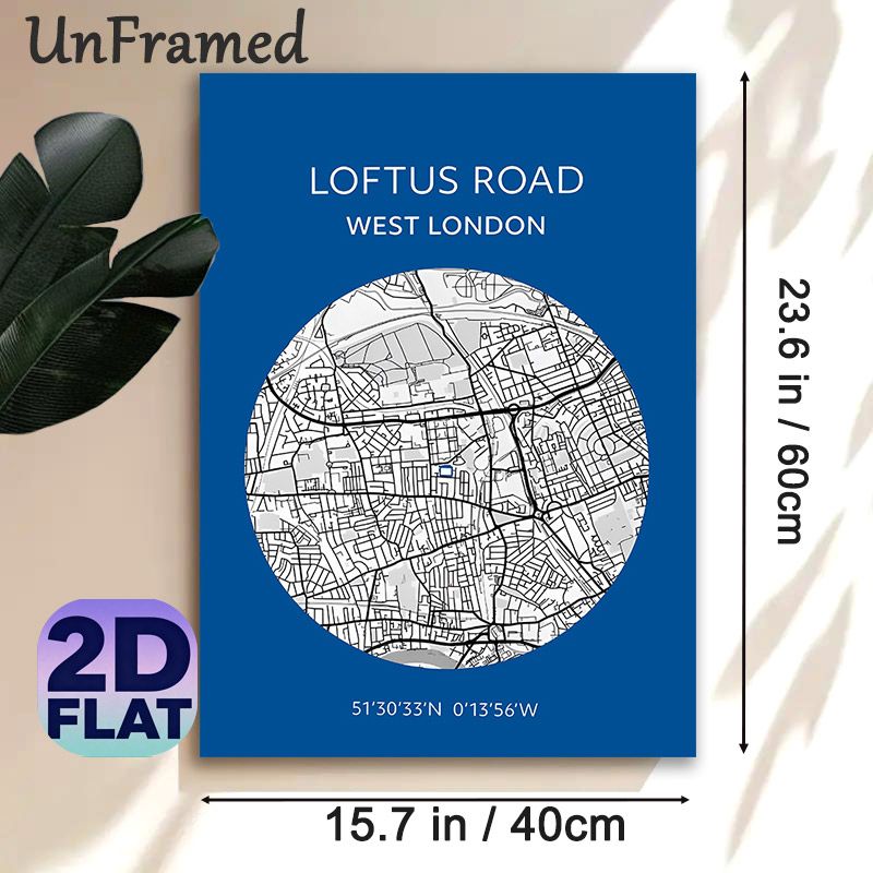 Loftus Road West London Map Painting Poster, Minimalist Line Art City Map Poster, With Precise Coordinate Marking, Ideal For Home And Office Wall_maomaolike.com