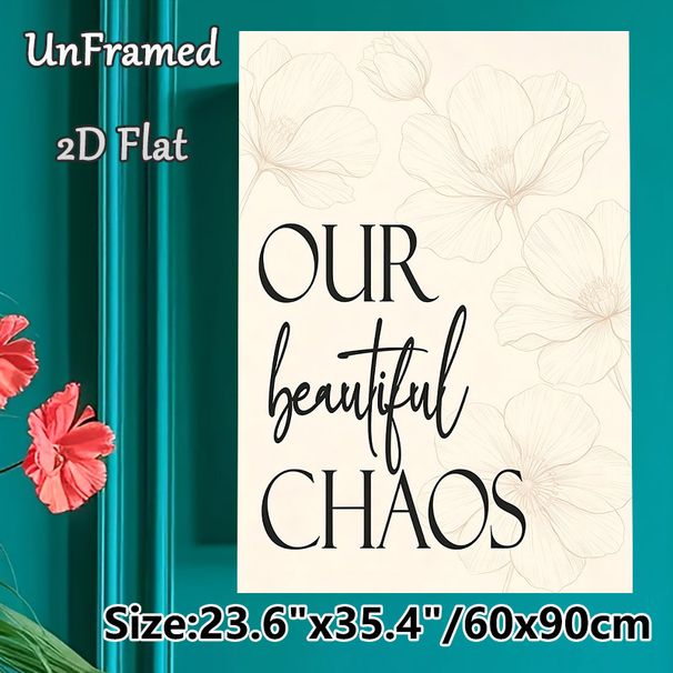 Floral Themed Typography Painting Poster, Delicate Line-art Flower & Elegant Lettering Poster, Warm Heartfelt Quote Ideal For Living Room, Bedroom_maomaolike.com