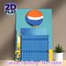 Urban Hot Air Balloon Painting Poster, Minimalist Flat Graphic Style Poster, Vibrant Colored Cityscape With Striped Balloon, Modern Artistic Decor For_maomaolike.com