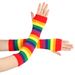 Unisex Colorful long gloves Holiday Party Party Rainbow wrist sleeve Fingerless gloves Colorful striped sleeves_maomaolike.com