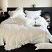 Wholesale INS French Skin-Friendly Soft Solid Color Washed Cotton Four-Piece Princess Style Ruched Ruffle Trim 4-Piece Set_maomaolike.com