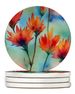 Wyoming Indian Paintbrush In Watercolor Large Sandstone Coasters Pack Of 4 Absorbent Round Coasters Decor Gifts For Men Or Women, 4 In, Multicolor_maomaolike.com