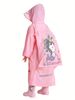 Cute Girls Cartoon Angel Print Raincoat With Schoolbag Cover, Rainproof Long Jacket Perfect For Outdoor Activities Children's Day_maomaolike.com