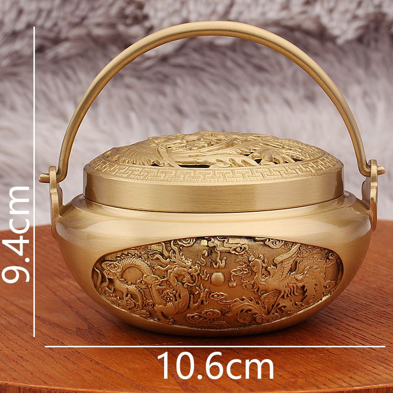 Brass Portable Indoor Sandalwood Incense Burner Carbon Dragon And Phoenix Auspicious Hand Warmer Metal Ornament Craft_maomaolike.com