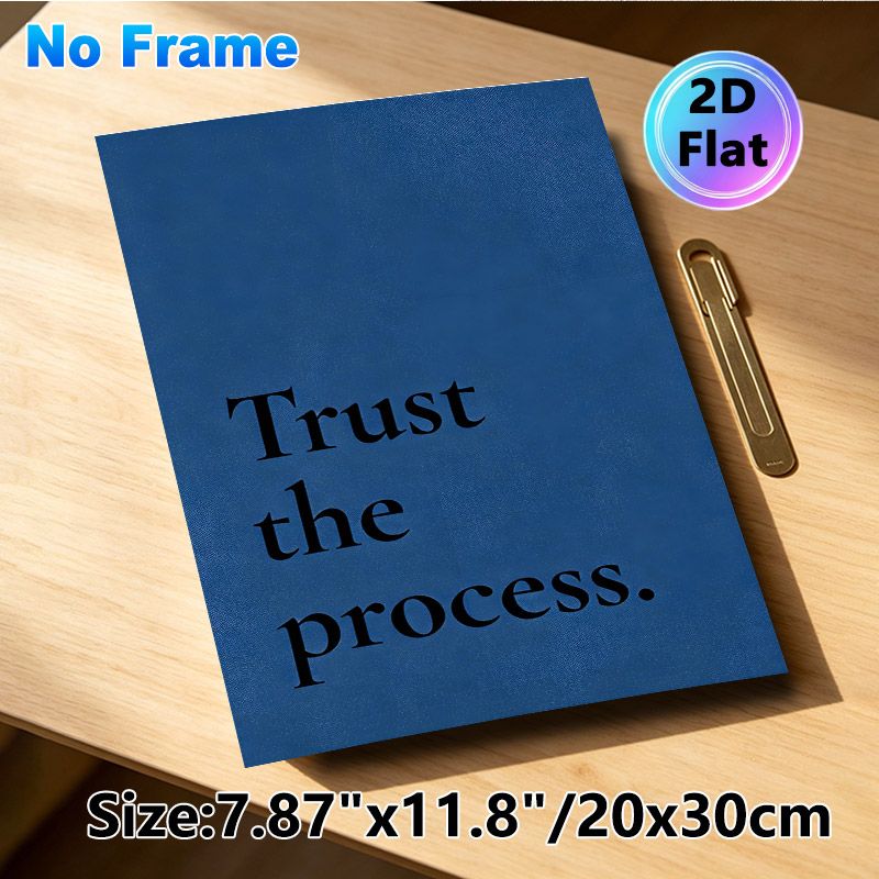 Trust The Process Inspirational Painting Poster, Minimalist Dark Blue Textual Poster, Motivational Wall Decor Ideal For Home Office, Living Room_maomaolike.com