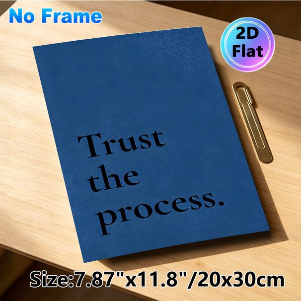 Trust The Process Inspirational Painting Poster, Minimalist Dark Blue Textual Poster, Motivational Wall Decor Ideal For Home Office, Living Room_maomaolike.com
