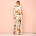 Women's clothing satin printed temperament short-sleeved shirt + trousers two-piece set_maomaolike.com