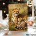 Cheetah Family Painting Poster, Realistic Oil Style Poster, Warm Scene Of Adult Cheetah With Cub In Savanna Grass, Elegant Animal Artwork For Living_maomaolike.com