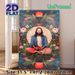 Jesus Meditation Painting Poster, Serene Spiritual Figure With Vibrant Floral Surrounding Poster, Peaceful Spiritual Decor Ideal For Home, Meditation_maomaolike.com