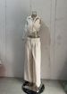 Women's fashion solid color lapel sexy sleeveless top casual pants suit_maomaolike.com