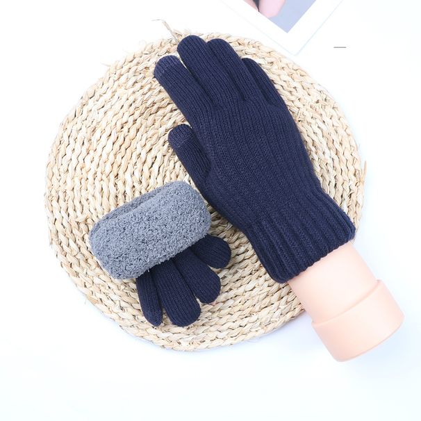 Sports Gloves Skiing Cycling Motorcycle Hiking Touch Screen Gloves Double Knit Gloves Men's Wool And Fleece Warm Outdoor Touch Screen Gloves_maomaolike.com