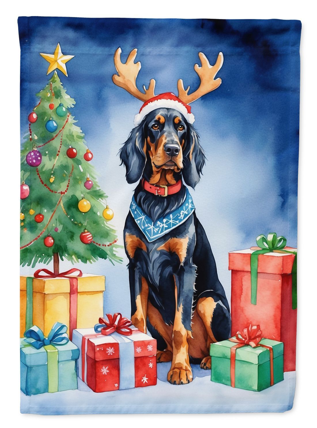 Gordon Setter Christmas Reindeer House Flag Large Porch Sleeve Pole Decorative Outside Yard Banner Artwork Wall Hanging, Polyester, House Size, Multicolor_maomaolike.com