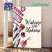 Makeup Themed Painting Poster, Watercolor Style Cosmetic Items & Typography Poster, Stylish Decorative Piece Ideal For Dressing Room, Vanity Area_maomaolike.com