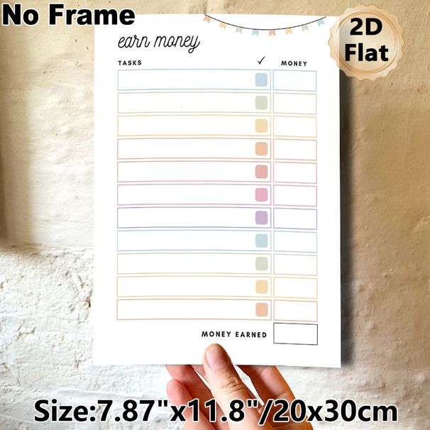Earn Money Task Tracker Painting Poster, Pastel-colored Minimalist Checklist Style Poster, Helps Record Tasks And Track Earned Money, Ideal For Home_maomaolike.com