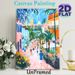 Tropical Town Street Painting Poster, Vibrant Brushstroke Style Poster, Lively Colorful Town Scene With Palm Trees And Pedestrians, Brings Warm_maomaolike.com