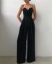 Women's jumpsuit cross-border suspender belt waist straight floor-length minimalist jumpsuit spring and summer new product_maomaolike.com