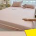 Pure Color Washed Cotton Fitted Sheet Set - Soft Breathable Bed Skirt Cover For Dorm, Single Mattress & Dust_maomaolike.com