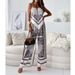 Women's clothing new fashion printed suspenders chest wrap + positioning flower pants suit_maomaolike.com