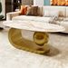 Modern Oval Coffee Table For Living Room, Marble Pattern Sintered Stone Coffee Tabletop With Gold Stainless Steel Base In 47.2"_maomaolike.com