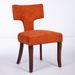 Set Of 2 Mid Century Modern Dining Chairs, Upholstered Farmhouse Accent Chairs With Curved Backrest And Copper Nail Trim, Hardwood Frame, Orange Linen Fabric_maomaolike.com