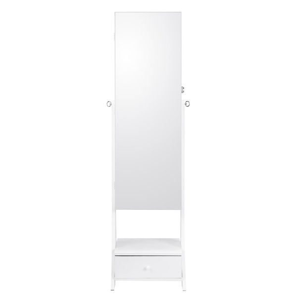 VEVOR Mirror Jewelry Cabinet Standing Mirror With Storage Full Length White_maomaolike.com