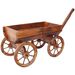 Wood Wagon Flower Planter Pot Stand W/Wheels Home Garden Outdoor Decor_maomaolike.com