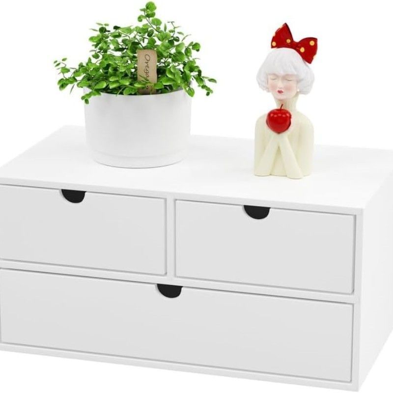 Bamboo Desk Organizer With Drawers Desktop Storage Drawers For Bills Office Supplies Kitchen Utensils Organizing Tool For Home Classroom Organization_maomaolike.com