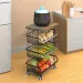 4/5/6 Tier Fruit Basket For Kitchen Organizers And Storage,with Solid Wood Top,Stackable Metal Wire Basket Stand Cart With Wheels For Fruit Vegetable_maomaolike.com
