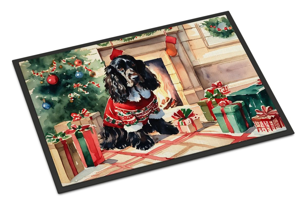 English Cocker Spaniel Cozy Christmas Doormat Front Door Mat Indoor Outdoor Rugs For Entryway, Non Slip Washable Low Pile, 24H X 36W_maomaolike.com