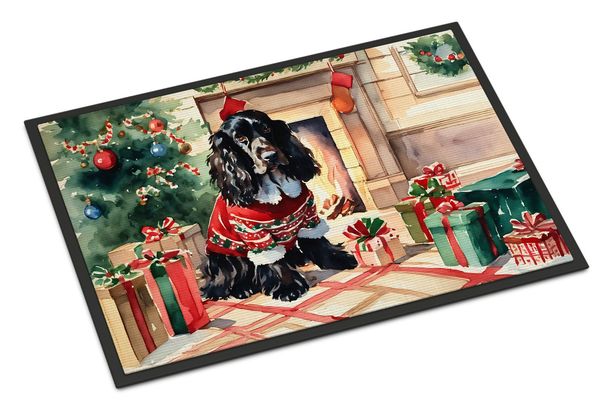 English Cocker Spaniel Cozy Christmas Doormat Front Door Mat Indoor Outdoor Rugs For Entryway, Non Slip Washable Low Pile, 24H X 36W_maomaolike.com