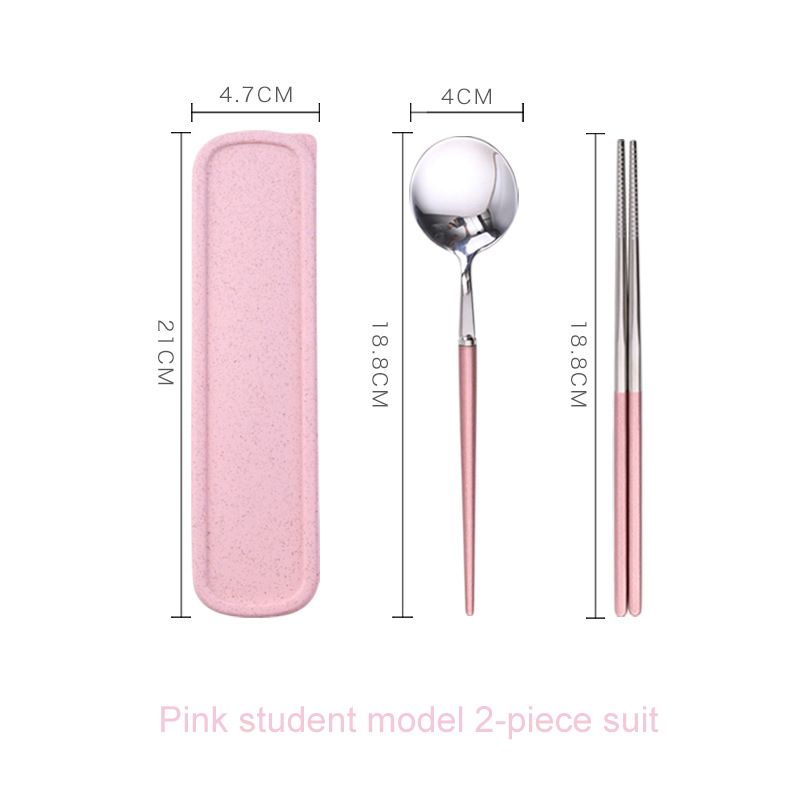 304 Stainless Steel Portable Cutlery Set 2/3Pcs Spoon Fork Chopsticks With Case For Travel Camping And Outdoor Dining Sturdy_maomaolike.com