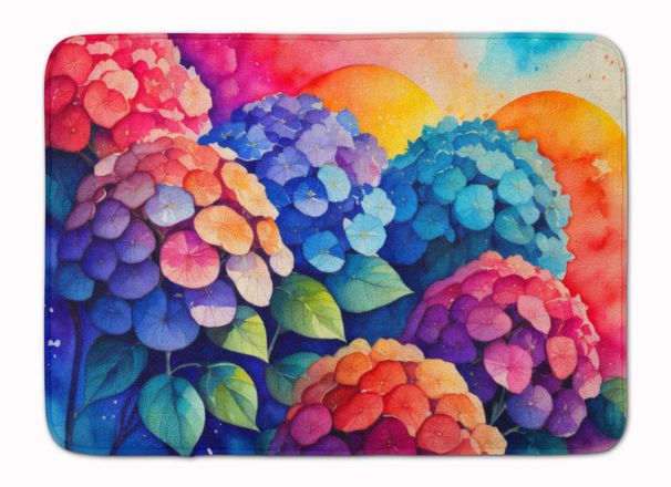 Hydrangeas In Color Memory Foam Kitchen Mat Machine Washable Anti-Fatigue Mat Cushion Comfort Bath Mat Or Kitchen Rug_maomaolike.com