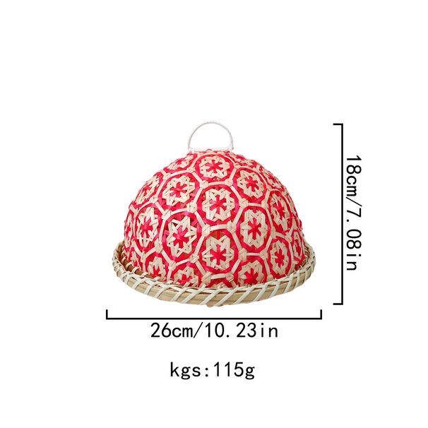 Handmade Rattan Nanyang Style Fruit Platter, Bread Basket, Round With Lid, Insect Proof Dining Table Cover, Fruit Leftovers, Leftover Food Umbrella_maomaolike.com