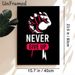 Motivational Fist Painting Poster, Bold Graphic Black, White & Red Fist With "Never Give Up" Text Poster, Inspirational Wall Decor For Home Office_maomaolike.com