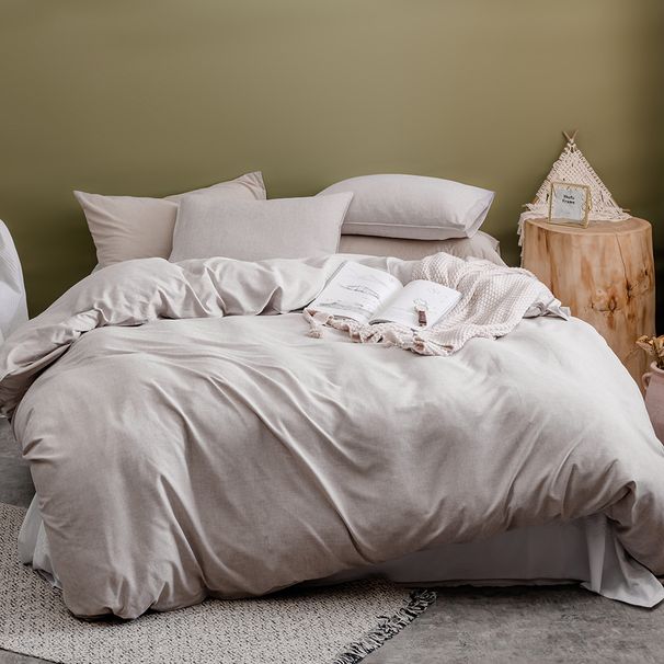 Home Textile High Weight Cationic Cotton And Linen Yarn Dyed Quilt Cover Three Piece Set_maomaolike.com