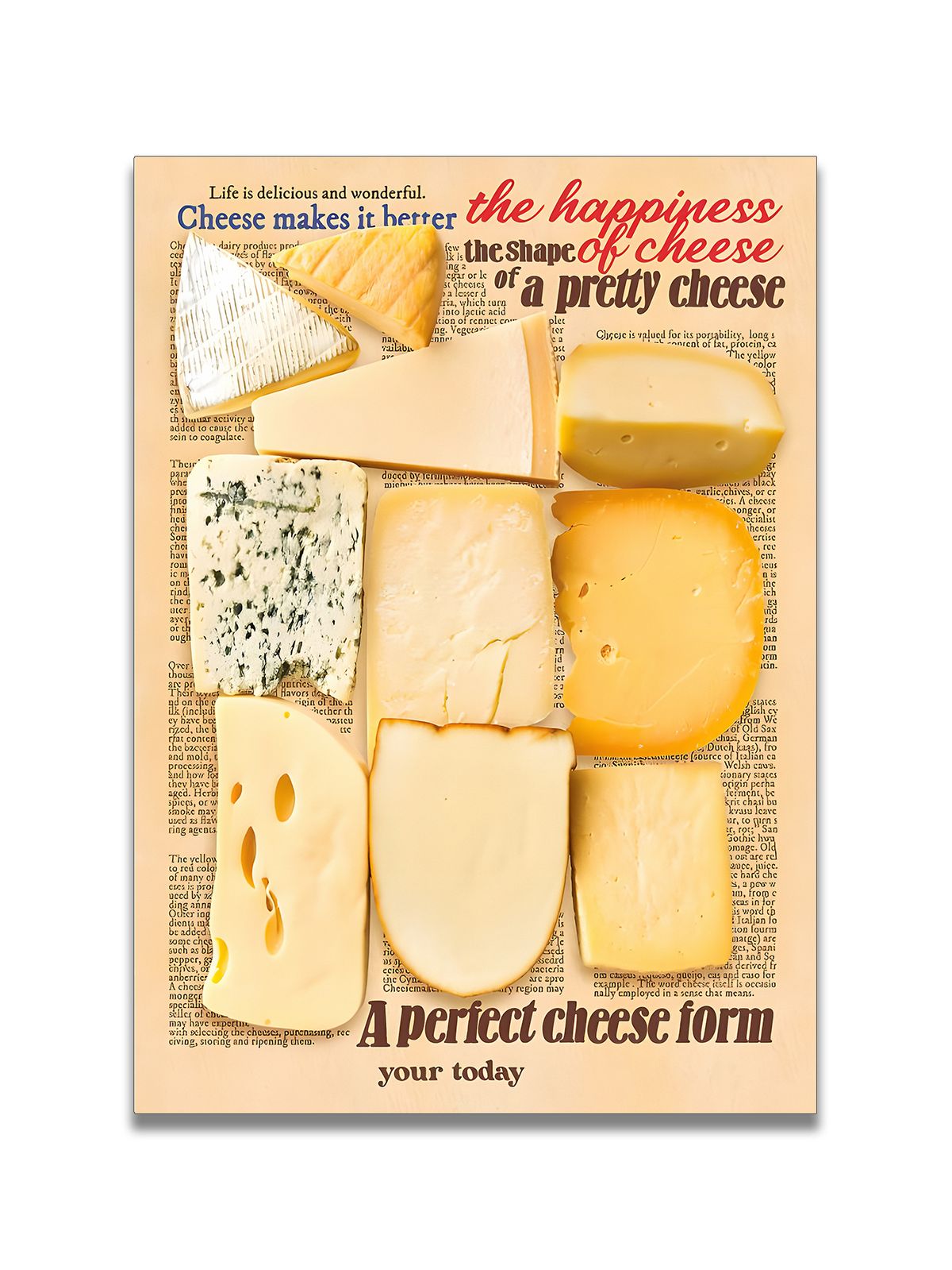 Cheese, Cream, Dairy, Kitchen Theme, Oil Painting Print, Decorative Art Print, Home Decor Art, Living Room Sofa Backdrop Decorative Art_maomaolike.com