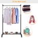 15kg/33lbs Garment Racks 3.12ft-4.80ft Height Adjustable Clothes Stand Foldable Clothes Hanger W/ Wheels Storage Shelf For Dormitory Home_maomaolike.com