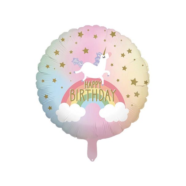 Multicolor Unicorn Happy Birthday Round Foil Balloon - 45cm (1 2Pc.) - Vibrant & Whimsical Party Decor For Magical Celebration_maomaolike.com