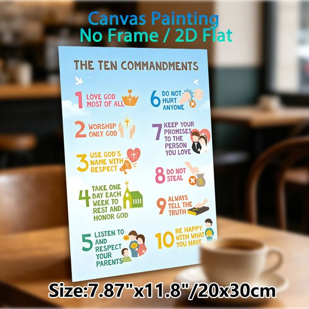 Ten Commandments Painting Poster, Colorful Cartoon-style Illustrated Ten Commandments Poster, Provides Clear Moral Guidance, Ideal For Church And Home_maomaolike.com