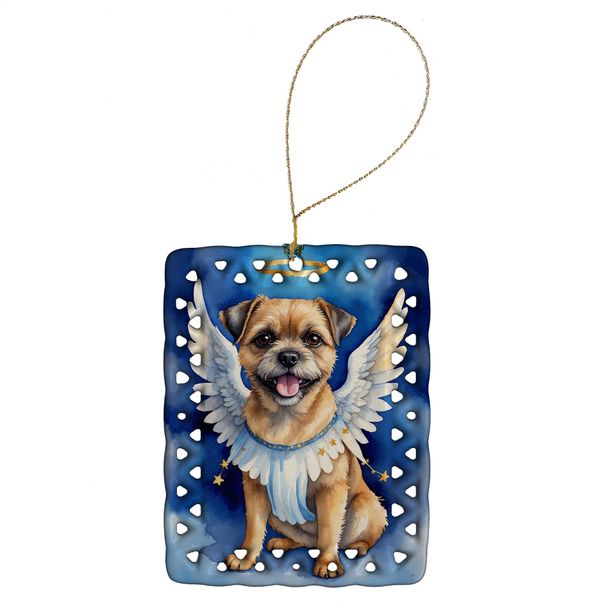 Border Terrier My Angel Porcelain Ornament Christmas Tree Hanging Decorations For Home Christmas Holiday, Rectangle, Gift, Multicolor_maomaolike.com