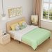 Queen Size Wood Slat Bed Frame 800 Lbs Capacity With PU Leather Headboard_maomaolike.com