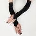 Unisex Vintage satin hook finger gloves Long nylon sexy wedding gloves cos Show performance etiquette gloves_maomaolike.com
