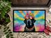 Black Labrador Hippie Dawg Doormat Front Door Mat Indoor Outdoor Rugs For Entryway, Non Slip Washable Low Pile, 24H X 36W_maomaolike.com
