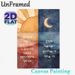 Day And Night Themed Painting Poster, Soft Watercolor Split Scene Poster, Serene Day-sun & Night-moon Design With Elegant Script, Ideal For Home Wall_maomaolike.com