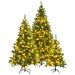 8FT, 6FT, 4FT Pre-Lit Green Pine Artificial Christmas Tree, Set Of 3 Hinged Xmas Trees With 820 Warm-Yellow LED Lights And 2539 Branch Tips, Holiday Decoration For Home,Office And Party_maomaolike.com