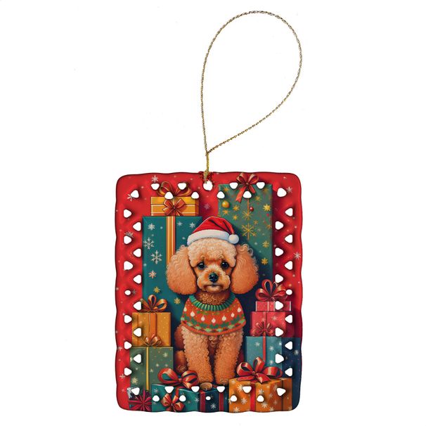Poodle Holiday Christmas Porcelain Ornament Christmas Tree Hanging Decorations For Home Christmas Holiday, Rectangle, Gift, Multicolor_maomaolike.com