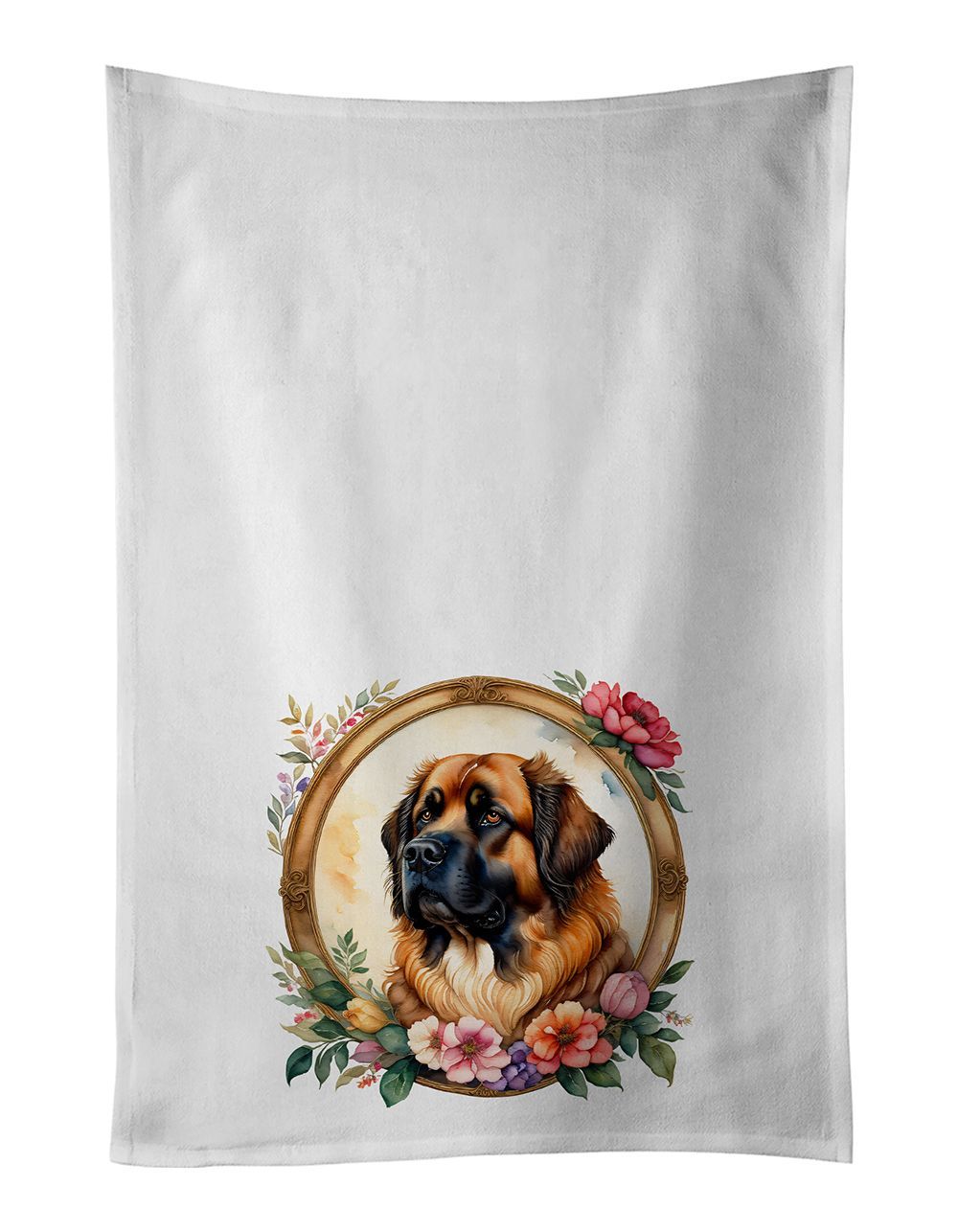 Leonberger And Flowers Kitchen Towel Set Of 2 White Dish Towels Decorative Bathroom Hand Towel For Hand, Face, Hair, Yoga, Tea, Dishcloth, 19 X 28", White_maomaolike.com