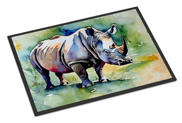 Rhinoceros Doormat Front Door Mat Indoor Outdoor Rugs For Entryway, Non Slip Washable Low Pile, 24H X 36W_maomaolike.com
