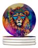 Hippie Animal Lion Large Sandstone Coasters Pack Of 4 Absorbent Round Coasters Decor Gifts For Men Or Women, 4 In, Multicolor_maomaolike.com
