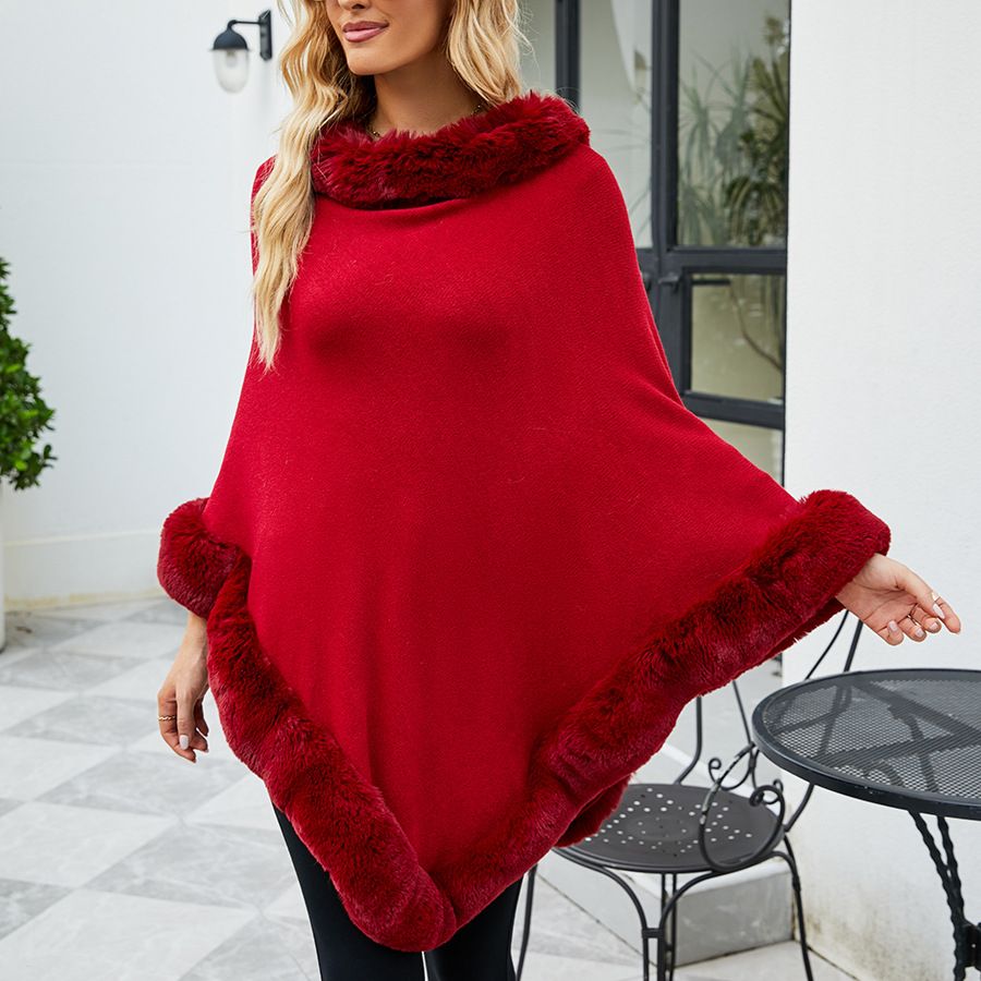 Women's Clothing 2023 autumn and winter new women's clothing shawl tassel cape fur collar pullover sweater women_maomaolike.com
